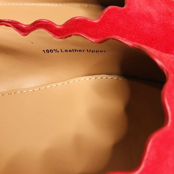 J Crew Poppy Red Suede Scallop Ballet Flats 7 - Picture 7 of 11